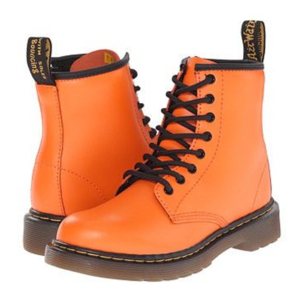 Dr. Martens Kids Orange Lace-Up Combat Boots